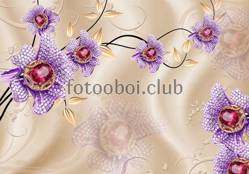 цветы, стразы, бабочки, шелк, 3д, 3d